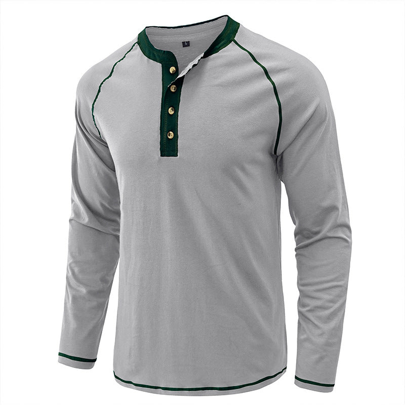 Herrenhemd, langärmeliges, leichtes Henley-T-Shirt aus Baumwolle | 2237