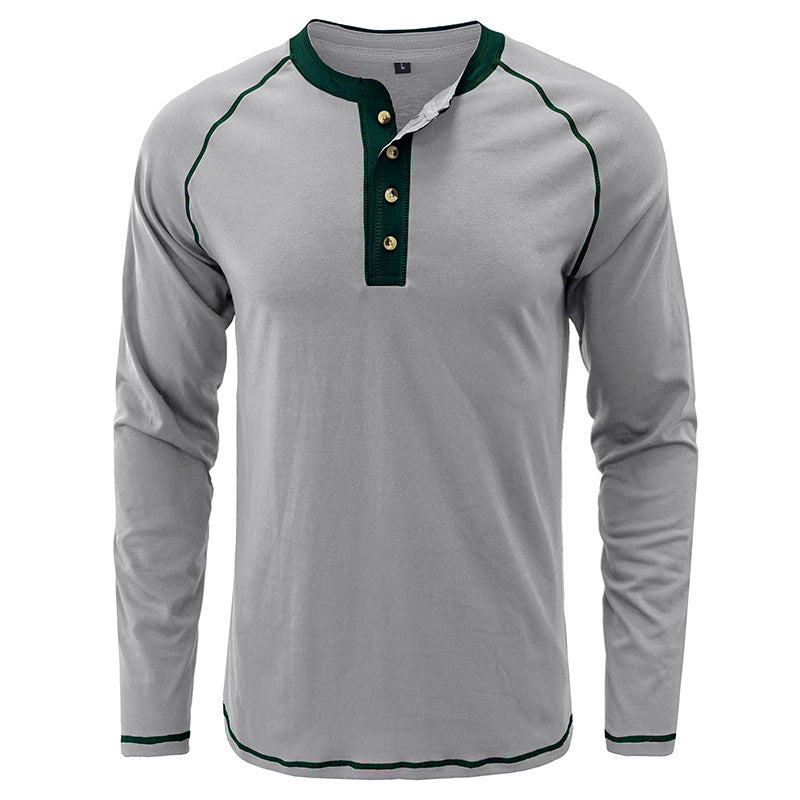 Herrenhemd, langärmeliges, leichtes Henley-T-Shirt aus Baumwolle | 2237