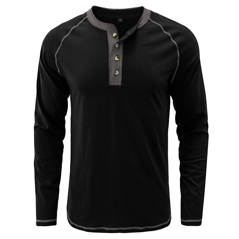 Herrenhemd, langärmeliges, leichtes Henley-T-Shirt aus Baumwolle | 2237