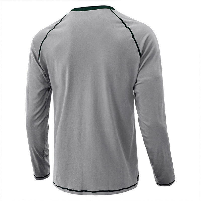 Herrenhemd, langärmeliges, leichtes Henley-T-Shirt aus Baumwolle | 2237