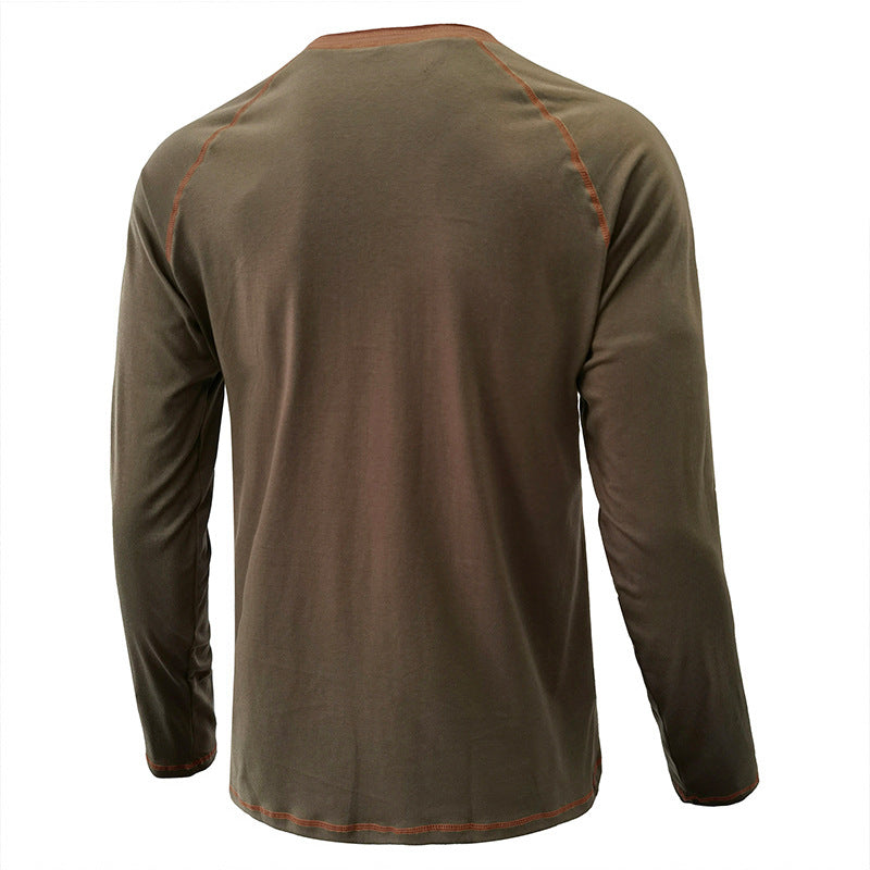Herrenhemd, langärmeliges, leichtes Henley-T-Shirt aus Baumwolle | 2237