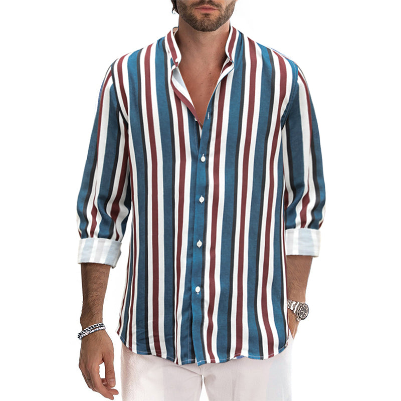 Lässige Langarm-Button-Down-Hemden für Herren mit Streifen | MC255371