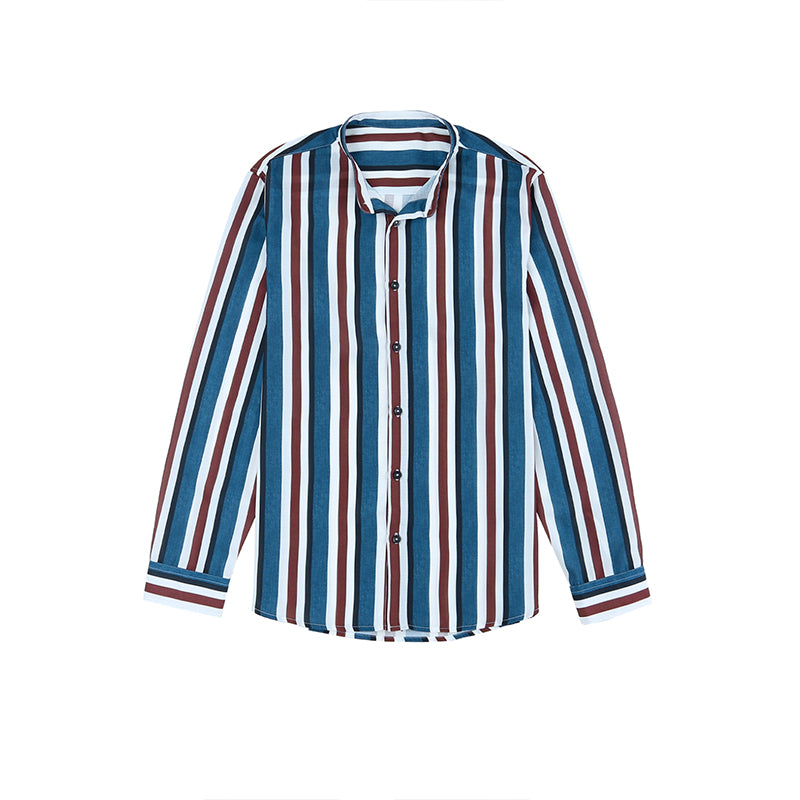 Lässige Langarm-Button-Down-Hemden für Herren mit Streifen | MC255371
