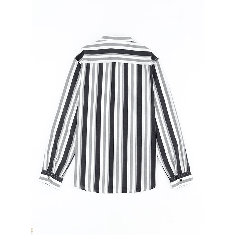 Lässige Langarm-Button-Down-Hemden für Herren mit Streifen | MC255371