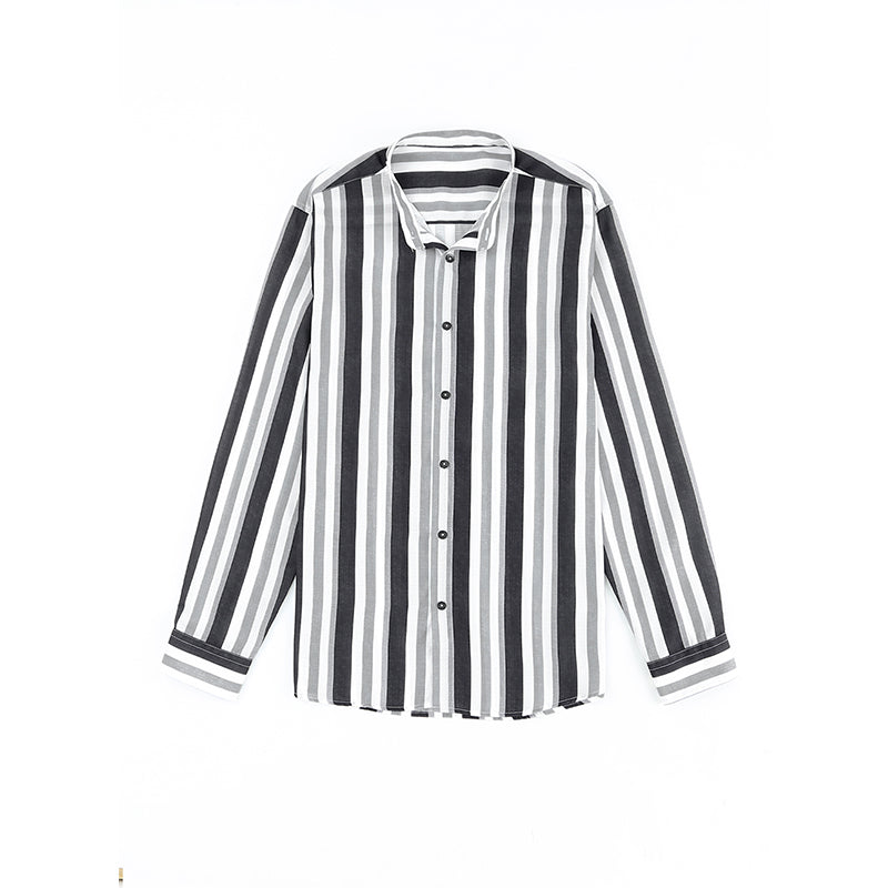 Lässige Langarm-Button-Down-Hemden für Herren mit Streifen | MC255371