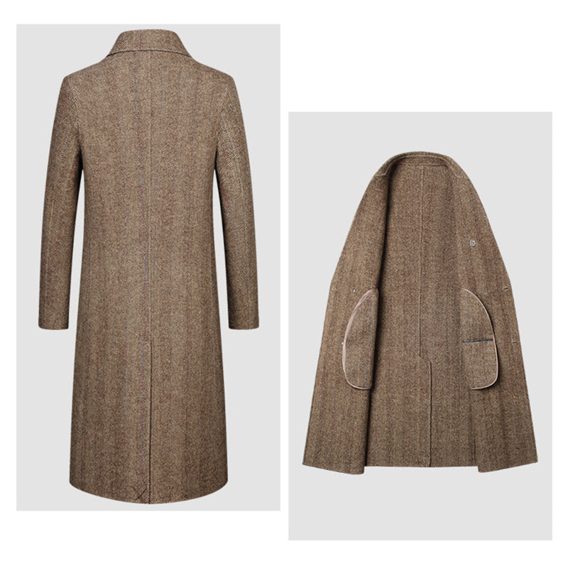 Executive Class Premium Herren Luxus Langer Trenchcoat aus australischer Wolle | XZ5829