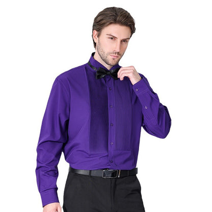 Camicia da uomo con doppia pieghe, elegante camicia francese da lavoro di alta qualità | LF631 