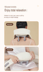Nackenmassagegerät mit Wärme, wiederaufladbares, kabelloses elektrisches Massagekissen, Tiefenmassage zu Hause zur Muskelentspannung | AUX-WJH706 