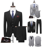 Hochwertiger 3-teiliger Herrenanzug Slim Fit mit einem Knopf, elegantes Kleid | SJT218