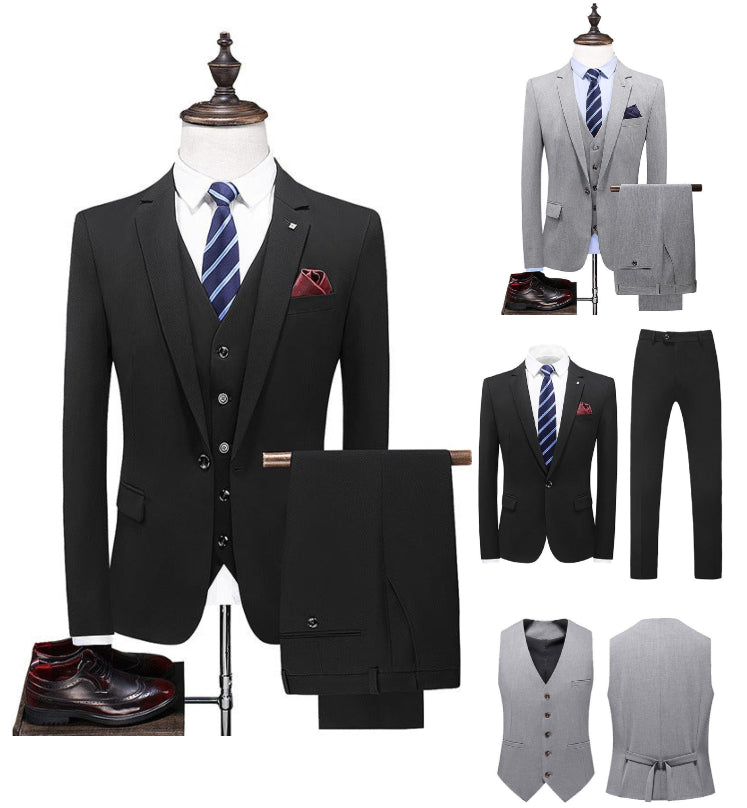 Hochwertiger 3-teiliger Herrenanzug Slim Fit mit einem Knopf, elegantes Kleid | SJT218