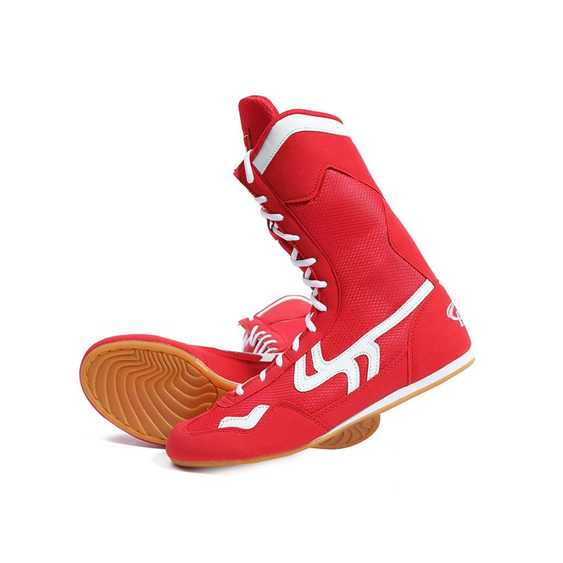 Professional Boxing Training Shoes | High-Top Competition Fight Shoes with Gum Rubber Sole Martial Arts Footwear | Fight001