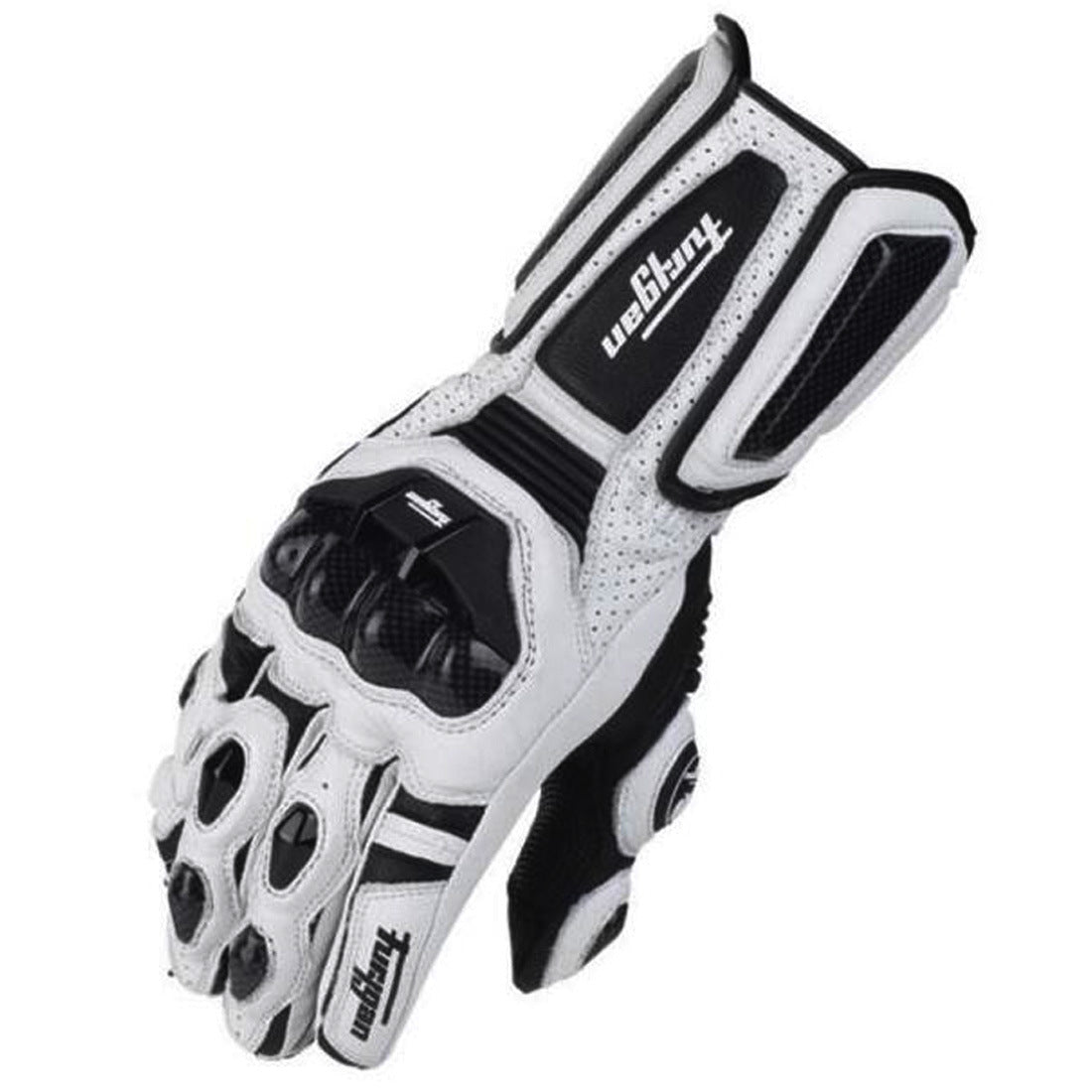 Furygan AFS10 Leather Motorcycle Gloves | Carbon Fiber Racing Gauntlets with Knuckle Protection & Ventilation for Sport Riding | JC001