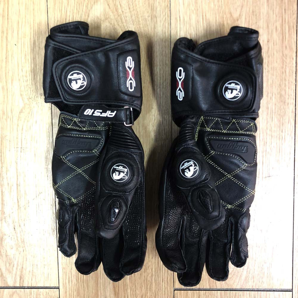 Furygan AFS10 Leather Motorcycle Gloves | Carbon Fiber Racing Gauntlets with Knuckle Protection & Ventilation for Sport Riding | JC001