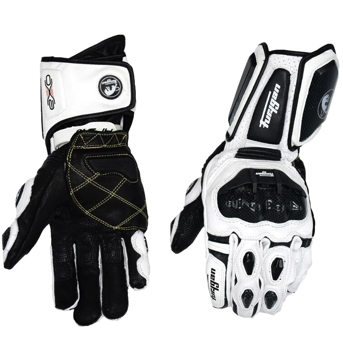 Furygan AFS10 Leather Motorcycle Gloves | Carbon Fiber Racing Gauntlets with Knuckle Protection & Ventilation for Sport Riding | JC001