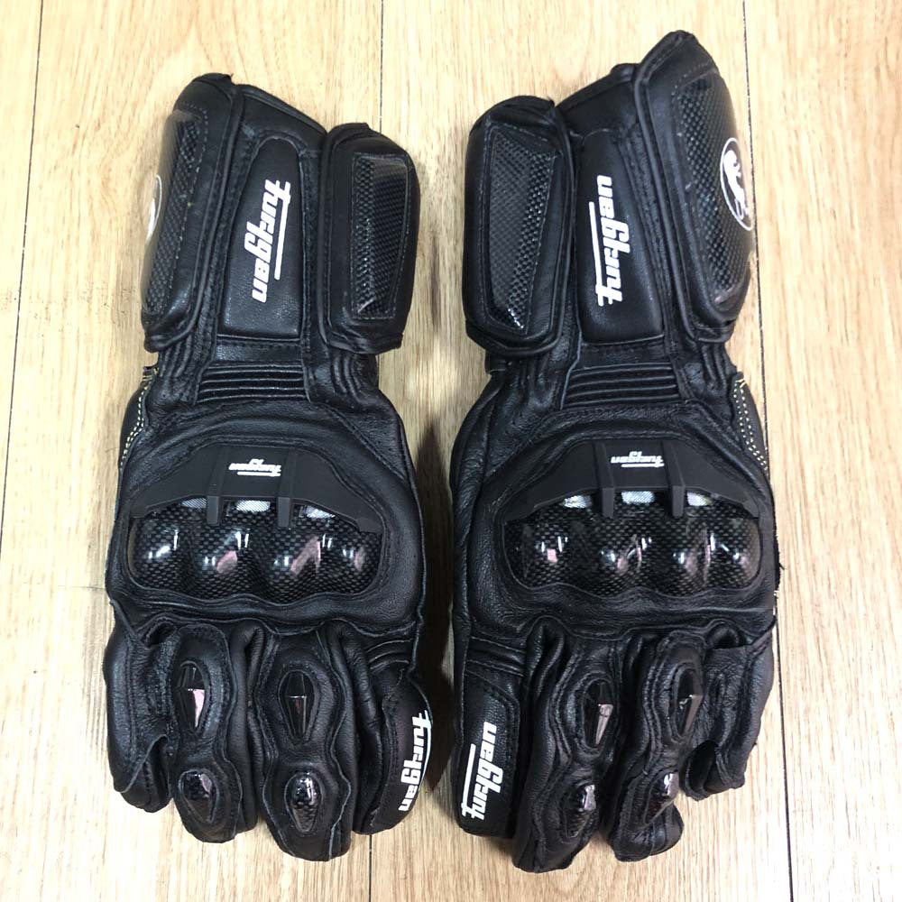 Furygan AFS10 Leather Motorcycle Gloves | Carbon Fiber Racing Gauntlets with Knuckle Protection & Ventilation for Sport Riding | JC001