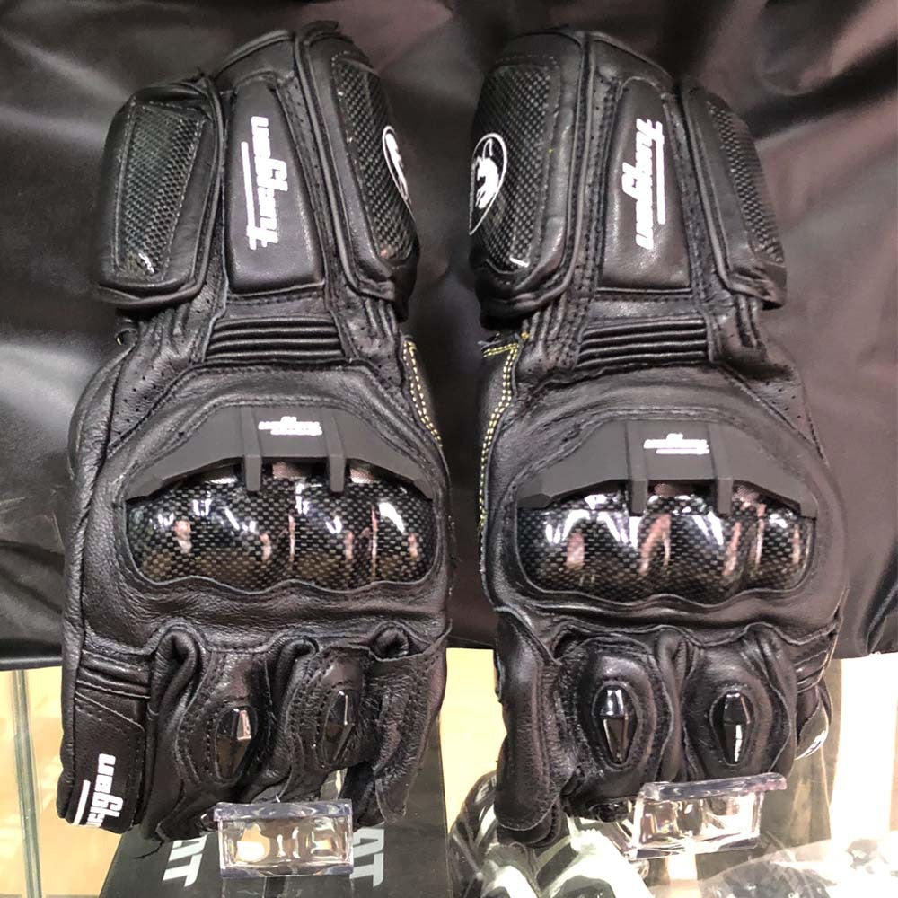 Furygan AFS10 Leather Motorcycle Gloves | Carbon Fiber Racing Gauntlets with Knuckle Protection & Ventilation for Sport Riding | JC001