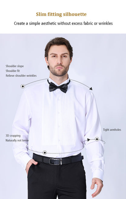 Camicia da uomo con doppia pieghe, elegante camicia francese da lavoro di alta qualità | LF631 