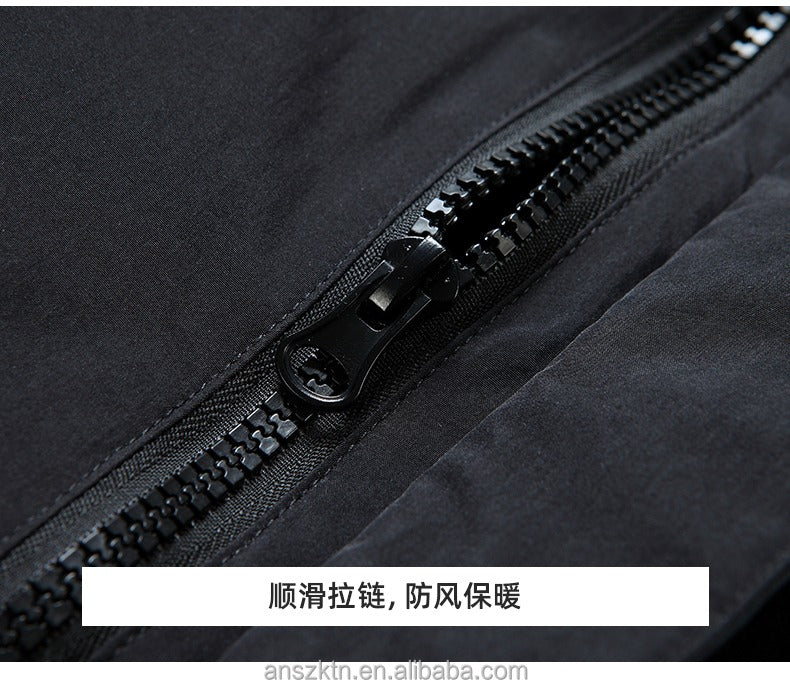 Kurze Herren-Daunenjacke – Wasserdichter weißer Entendaunenmantel mit Revers | L23 