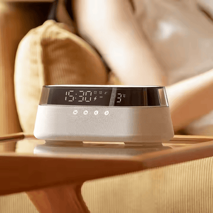 Bedside Alarm Clock Radio with Wireless Charging & Night Light Modern All-in-One Design | S39W