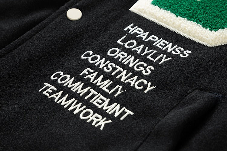 Herren-Winter-Baseballjacke aus Wolle mit Farbblockierung, lässiger und stylischer Modemantel | 77162 