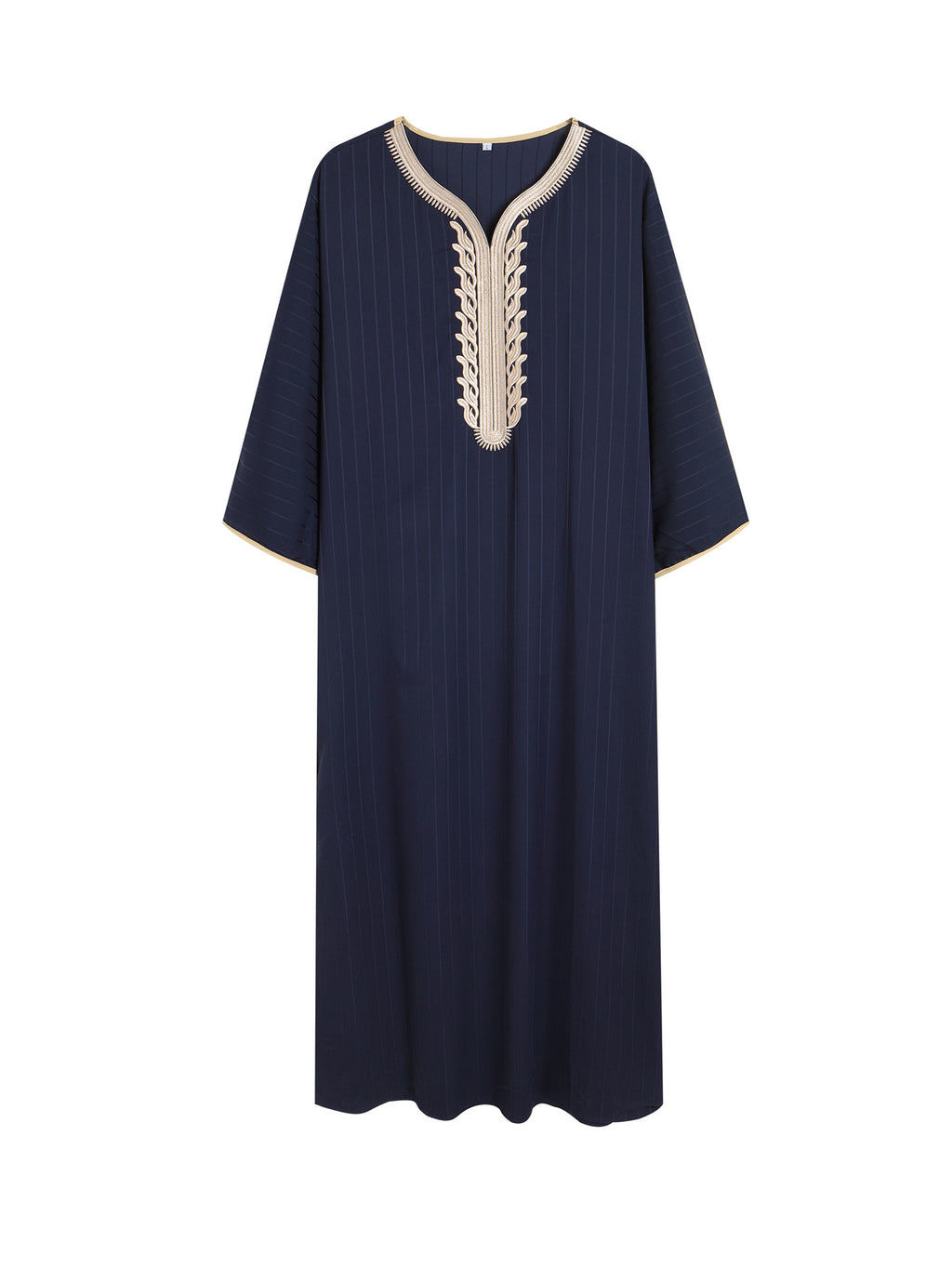 Lockerer muslimischer Herrenmantel mit Stickerei und langen Ärmeln, islamischer Abaya, Ramadan- und Eid-Outfits | 1134997 
