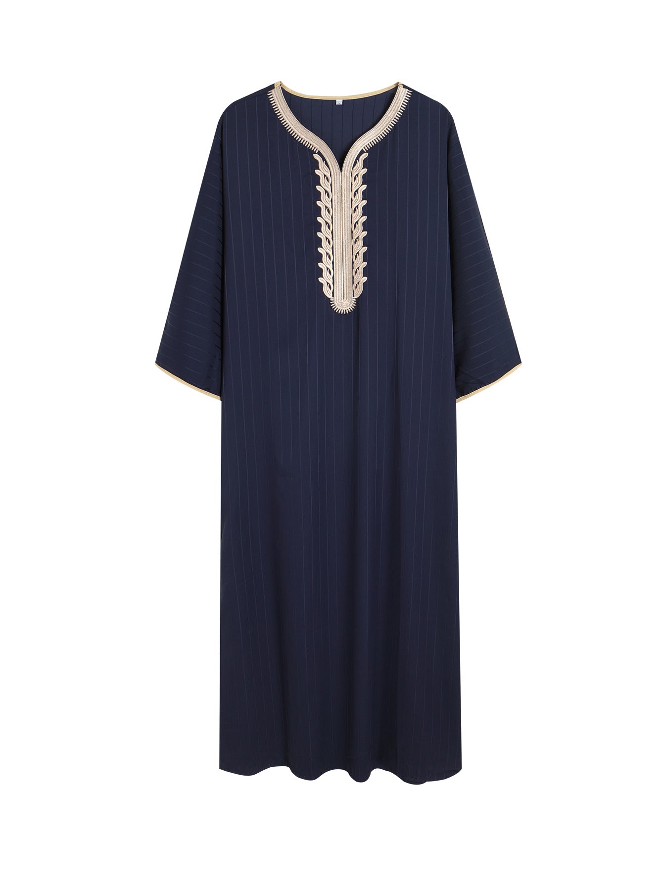 Lockerer muslimischer Herrenmantel mit Stickerei und langen Ärmeln, islamischer Abaya, Ramadan- und Eid-Outfits | 1134997 