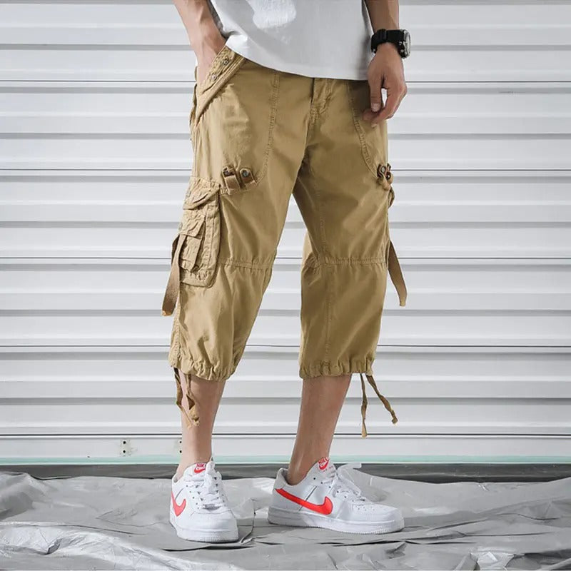 Men's New Cargo Long Walk Shorts Below Knee Casual Pants | 5820