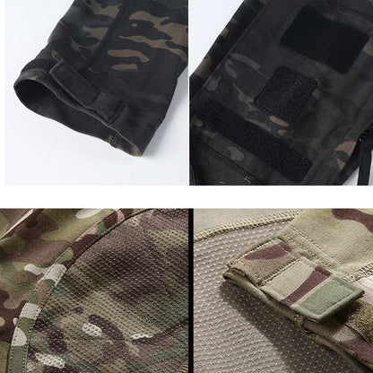 Men's Tactical Long Sleeve Shirt Airsoft Military Camo Pullover T Shirt | 00856