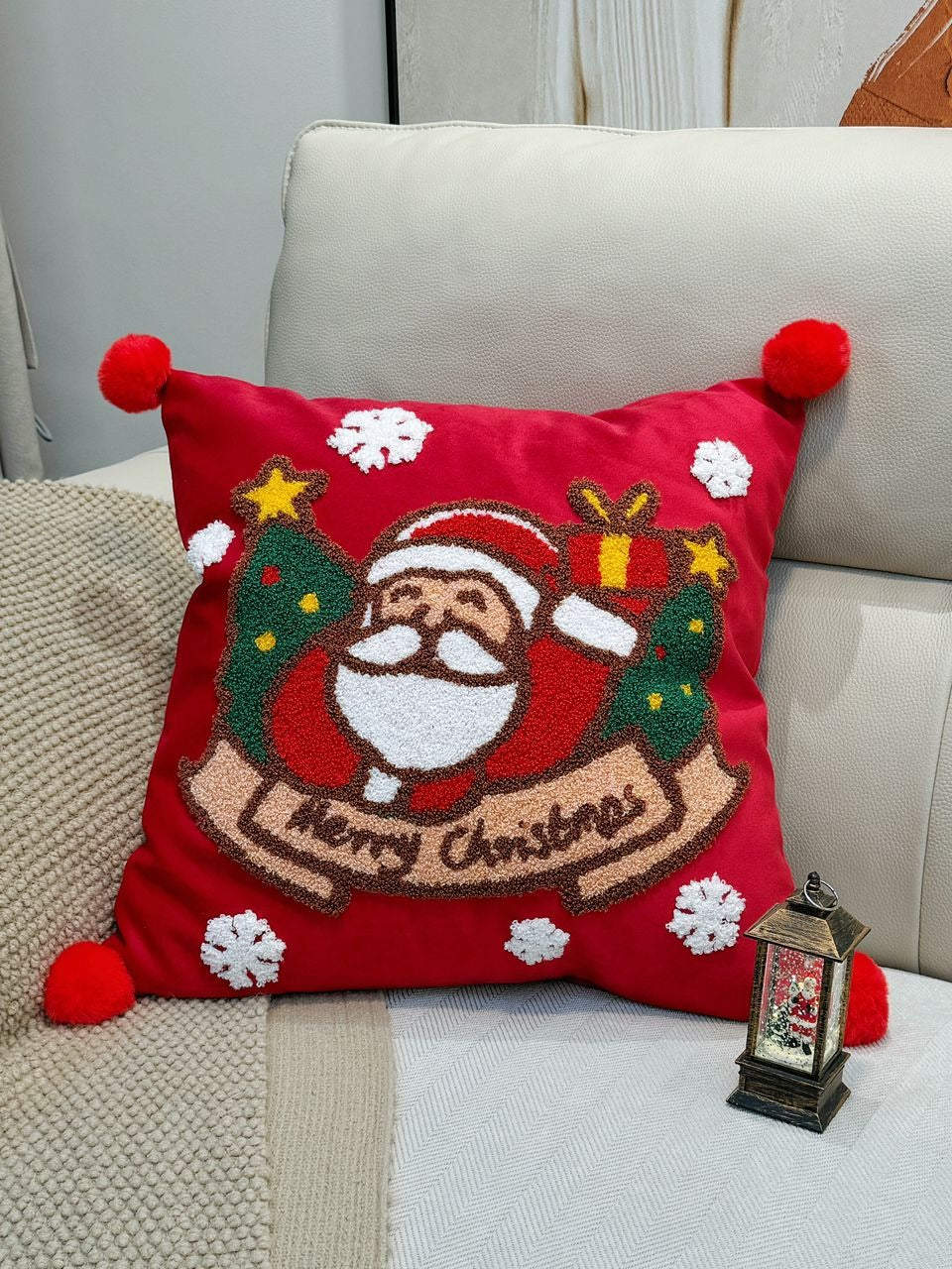 Christmas Embroidery Pillowcase - Removable Cushion Cover for Bedroom & Living Room |