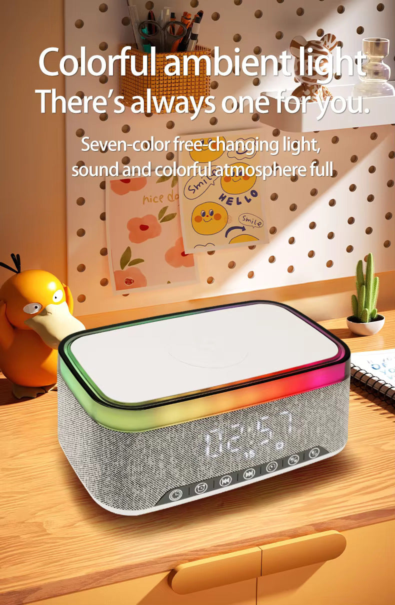 6 in 1 Alarm Clock Radio Wireless Charging Station with Bluetooth Audio & More | S01