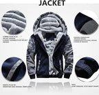 Herren Camouflage Trainingsanzug Reißverschluss Mantel Winter Dicke Fleece Kapuzenjacke + Hose Trainingsanzug 