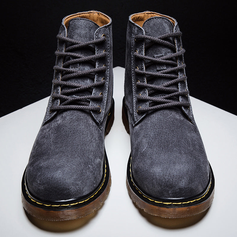 Britische Retro-Lederstiefeletten für Herren, modische Thermo-Outdoor-Schuhe | 8916 