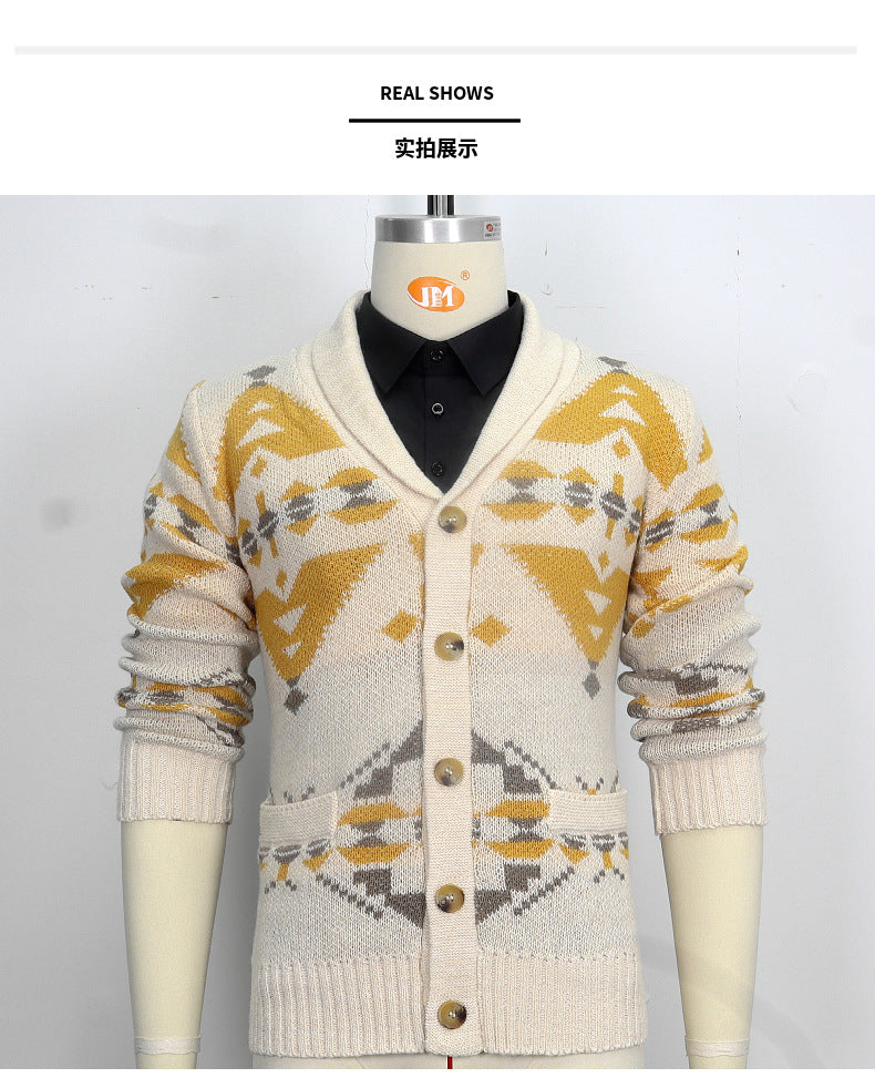 Herren Wind Jacquard Strickpullover Langarm Oberbekleidung Jacke Top | SY0052 