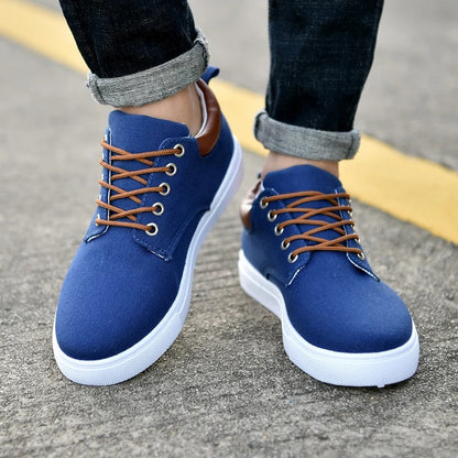 Chaussures décontractées en toile à lacets pour hommes, baskets plates et confortables, tendance été printemps | R009 