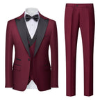 3-teiliger Herrenanzug mit Kragen für Hochzeitsfeiern und formelle Smokings, Jacke mit Hose, Weste, Anzug-Sets | 701 
