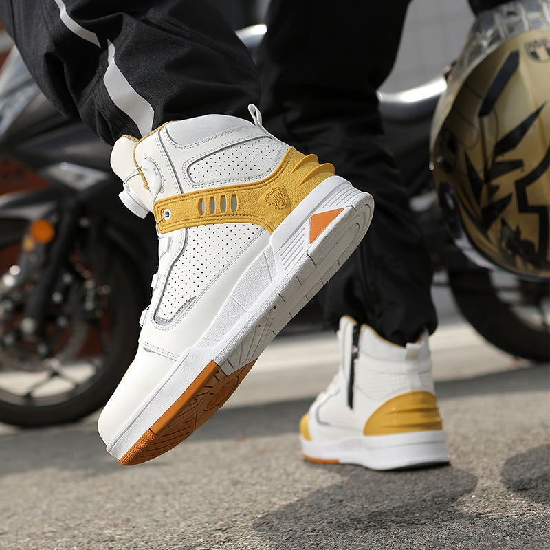 Atmungsaktive Motorradstiefel aus Leder, sturzsichere Straßenrenn- und Parkour-Reitschuhe | 229 