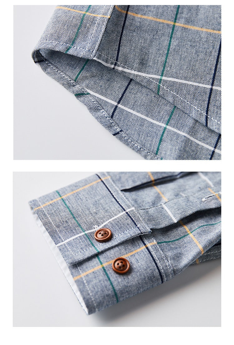 Herrenhemd aus 100 % Baumwolle, langärmelig, kariert, Slim Fit, Button-Down-Hemd | 228-CS27 