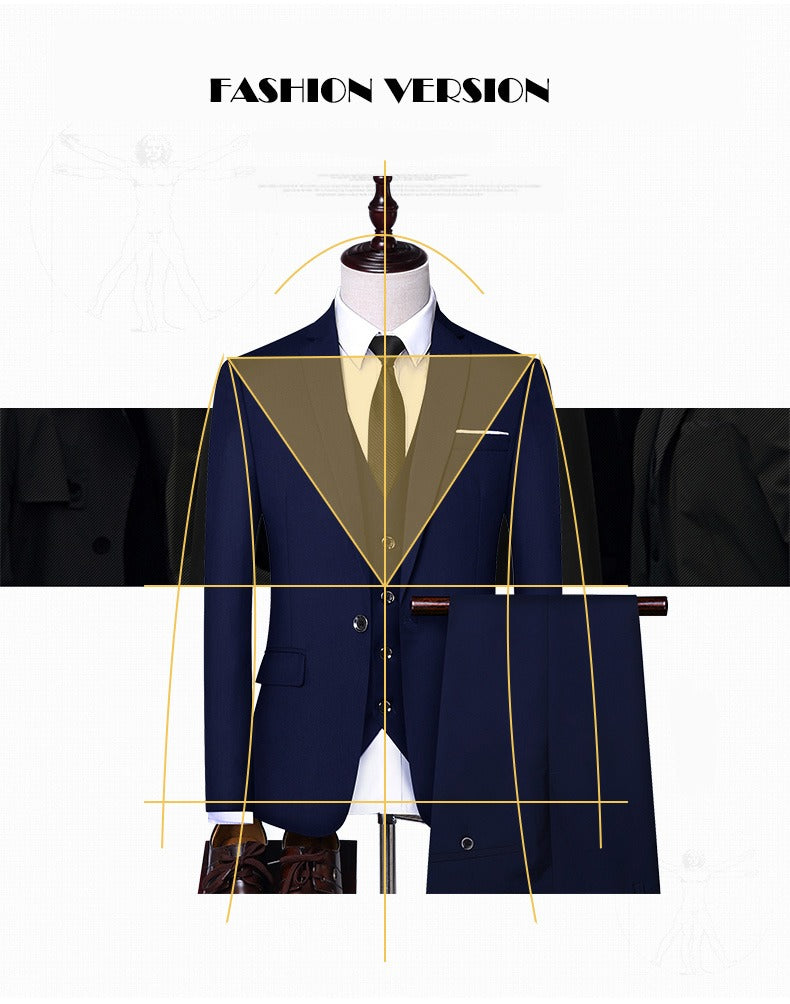 Costume de bureau de luxe 3 pièces pour homme, tenue de soirée de mariage, veste d'affaires | AD3006 