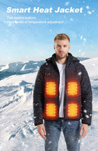 Beheizte Daunenjacke für den Winter, wiederaufladbarer Akku, USB, elektrisch beheizt, Smart-Jacke mit Kapuze | M09 