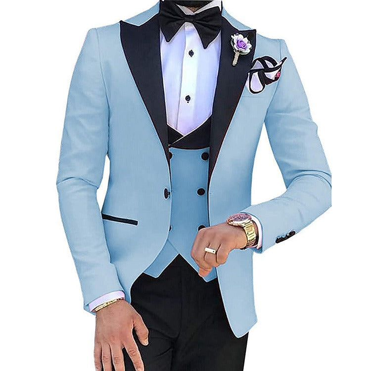 Costume 3 pièces pour homme coupe slim pour marié, soirée formelle, bal de fin d'année et mariage, smoking, veste, pantalon et gilet