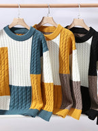 Warmer Herren-Strickpullover mit Rundhalsausschnitt, gerippt, langärmelig, Freizeitkleidung, Sweatshirt | 8373 