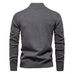Herren-Pullover aus Baumwolle mit Viertelreißverschluss – Poloshirt aus einfarbigem Strick mit Stehkragen | ZSW-03 