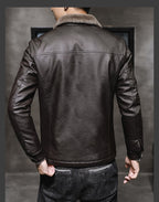 Herren PU-Lederjacke Mäntel Hochwertige Business Pelzkragen Leder Bomber Warme Jacke | 2053 
