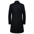 Herren Trenchcoat aus Wolle mit Umlegekragen, lang, aus Wolle und Wollmischungen, Wolljacke, Mantel | JJ-YF601 
