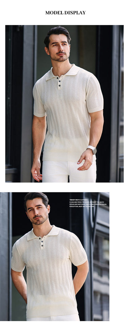 Hochwertiges Sommer-Strick-Kurzarm-Poloshirt für Herren, bequem und atmungsaktiv | POLO1 