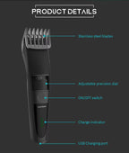 PRITECH USB-aufladbarer professioneller Haarschneider, kabelloser Bartschneider, elektrischer Haarschneider für Männer | PR-2228 