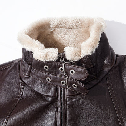 Premium Quality Winter Casual Warm Thick Fur Collar Cotton Leather Jackets | PY916-P90