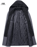 Herren Wolljacke mit abnehmbarer Kapuze, winddicht, mittellanger Mantel, lässiger, dicker Trenchcoat | 1909-3 