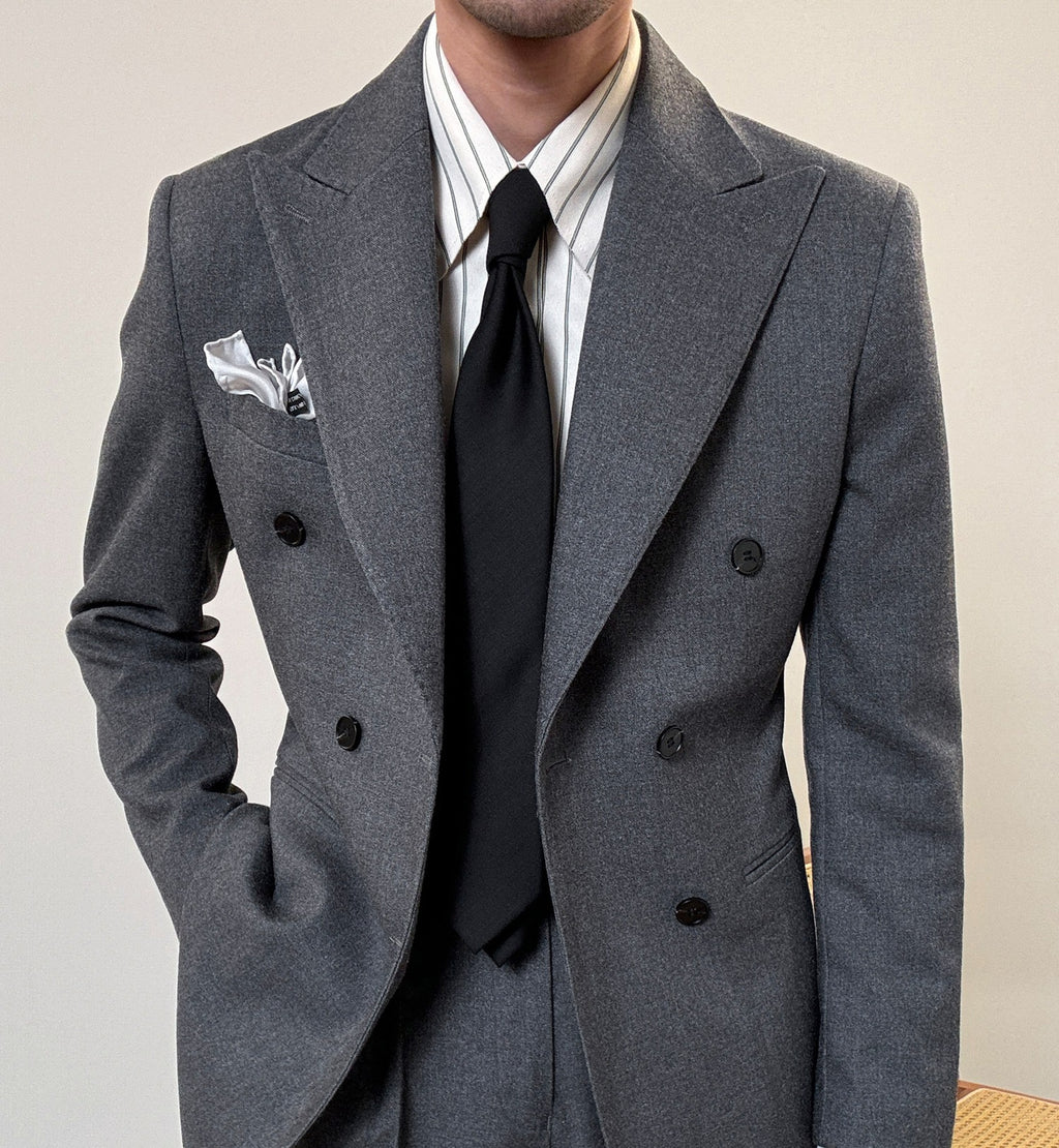 Hochwertiger italienischer zweireihiger Herrenanzug mit Reverskragen, leger, formell, 2-teilig, Anzugjacke und Hose | JSN692 