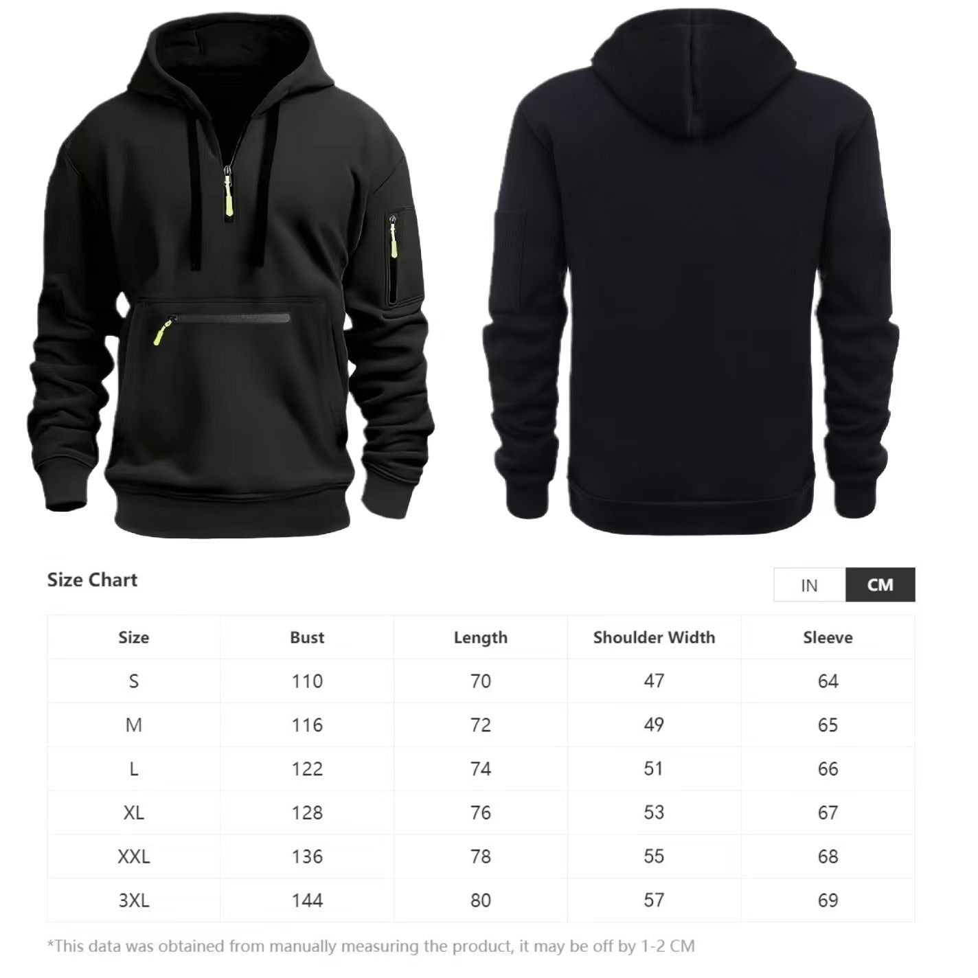 Herren-Kapuzenpullover mit einfarbigem Muster, Reißverschluss, gefütterter Kragen, lockere Passform, lässige Sportbekleidung | TZ-28 